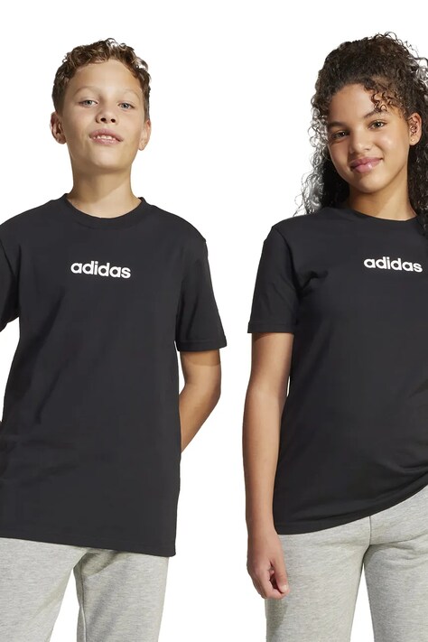 Παιδικό βαμβακερό μπλουζάκι adidas χρώμα: μαύρο, JC9748