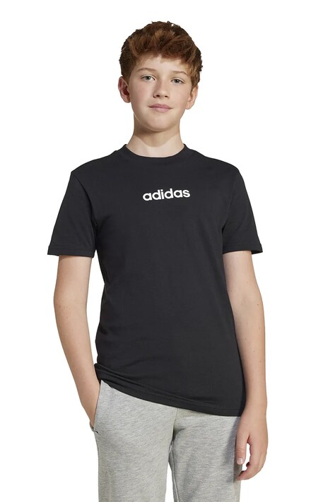 Дитяча бавовняна футболка adidas — SS25-TSK05S, чорний — фото 6