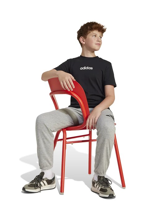 Дитяча бавовняна футболка adidas — SS25-TSK05S, чорний — фото 8