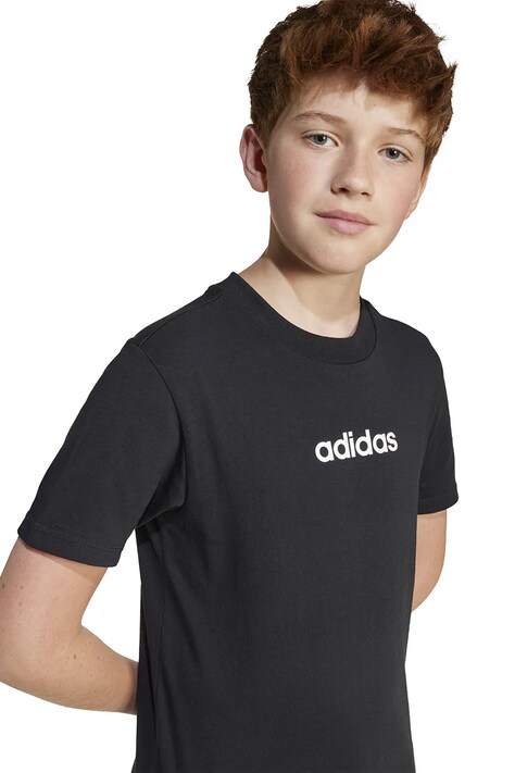 Дитяча бавовняна футболка adidas — SS25-TSK05S, чорний — фото 9
