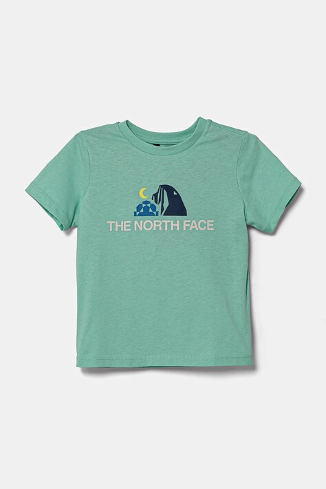 The North Face tricou de bumbac pentru copii KID GRAPHIC S/S TEE culoarea turcoaz, cu imprimeu, NF0A8AXE6EI1