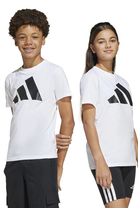Παιδικό βαμβακερό μπλουζάκι adidas χρώμα: άσπρο, JC9659