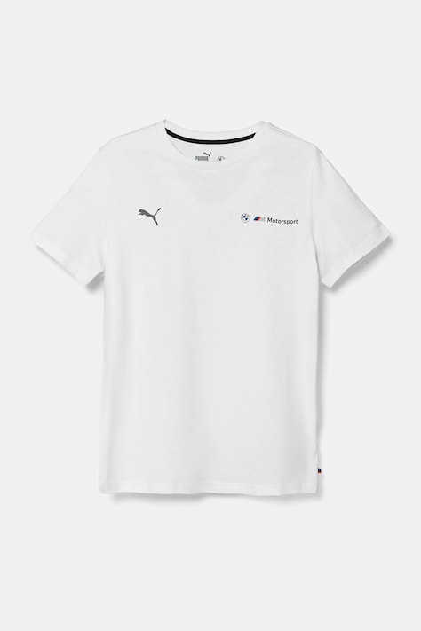 Puma tricou de bumbac pentru copii BMW MMS ESS LOGO TEE 2 culoarea alb, cu imprimeu, 627533