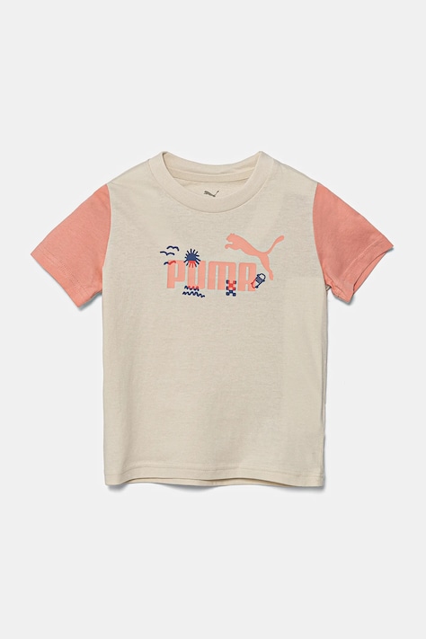 Puma t-shirt bawełniany dziecięcy SANDY ADVENTURES Tee kolor beżowy z nadrukiem 685155