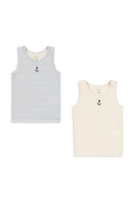Konges Sløjd top copii BASIC 2 PACK TANKTOP GOTS 2-pack culoarea bej, KS102254
