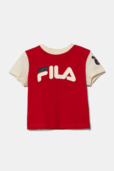 Fila t-shirt bawełniany dziecięcy LUBAN kolor czerwony z nadrukiem FAK0394