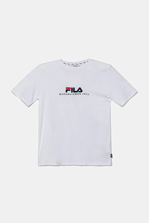 Fila tricou de bumbac pentru copii LOHBERG culoarea alb, cu imprimeu, FAT0626