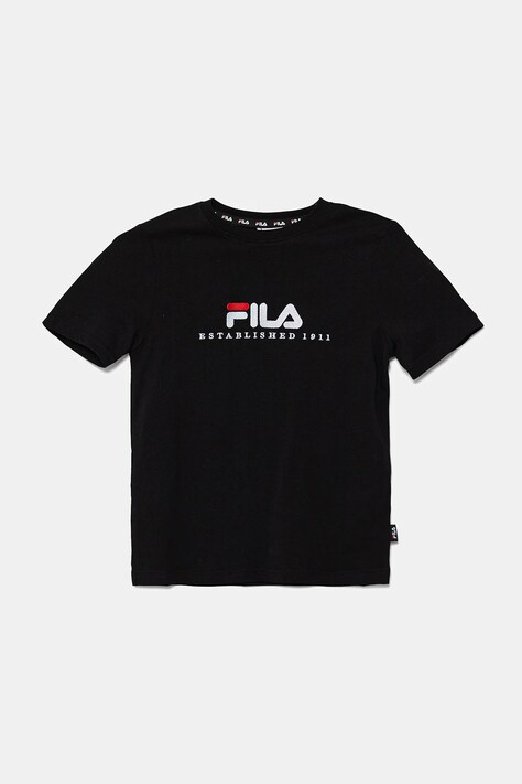 Dětské bavlněné tričko Fila LOHBERG černá barva, s aplikací, FAT0626
