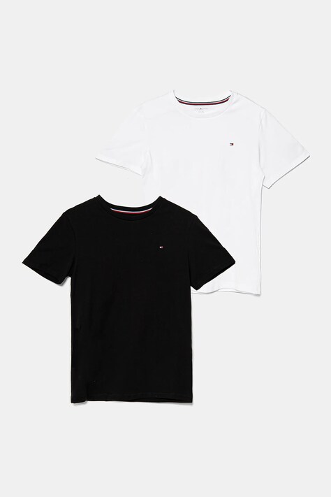 Дитяча бавовняна футболка Tommy Hilfiger 2-pack колір чорний однотонна UK0UK00073