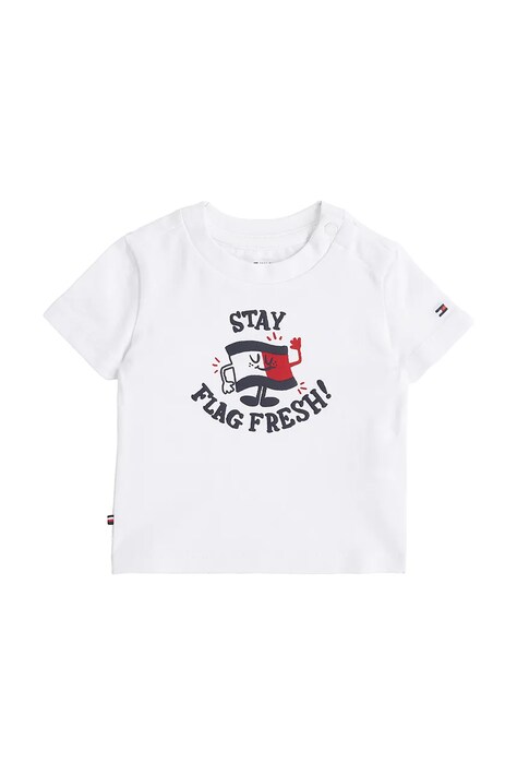 Kojenecké tričko Tommy Hilfiger bílá barva, s potiskem, KN0KN02024