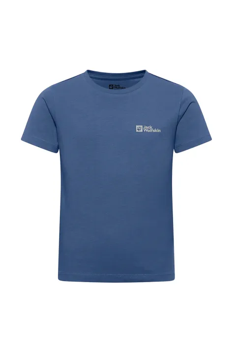 Jack Wolfskin t-shirt bawełniany dziecięcy ESSENTIAL COTTON T K kolor niebieski gładki A64184