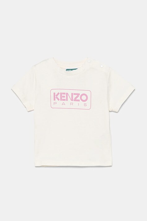 Детская хлопковая футболка Kenzo Kids цвет бежевый с принтом K60972