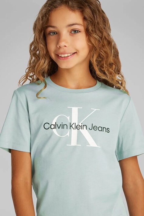 Дитяча бавовняна футболка Calvin Klein Jeans колір бірюзовий з принтом IU0IU00676