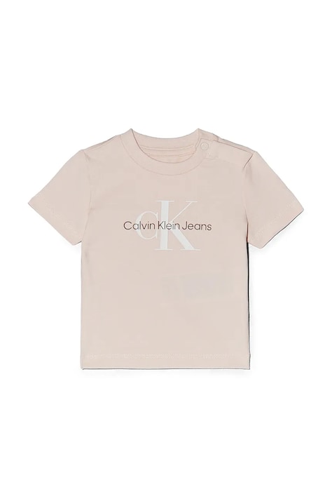 Otroška kratka majica Calvin Klein Jeans roza barva, IN0IN00001