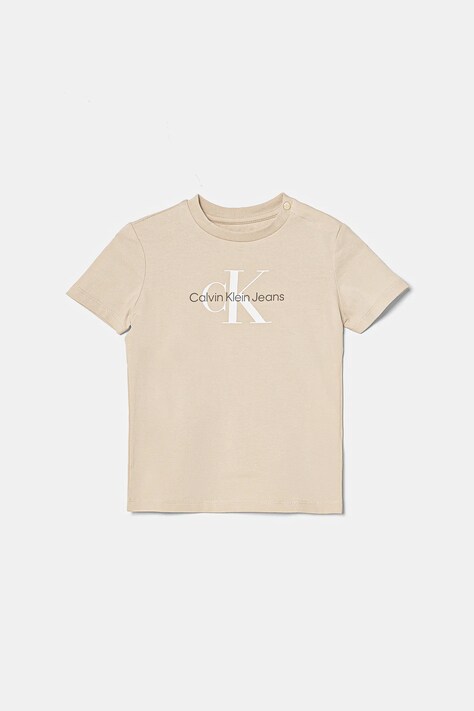 Дитяча футболка Calvin Klein Jeans колір бежевий з принтом IN0IN00001