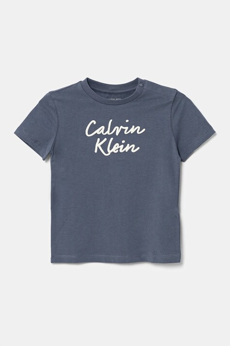 Dětské tričko Calvin Klein Jeans šedá barva, s potiskem, IN0IN00292