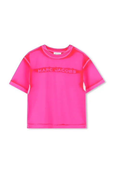 Marc Jacobs t-shirt bawełniany dziecięcy kolor różowy z aplikacją W60446