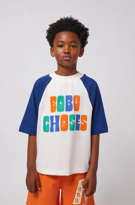 Bobo Choses tricou de bumbac pentru copii culoarea alb, cu imprimeu, 125AC125