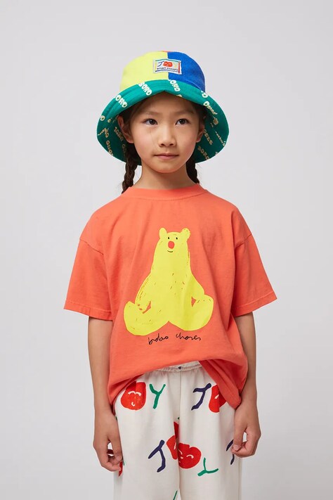Dětské bavlněné tričko Bobo Choses Hug Me Bear oranžová barva, s potiskem, 125AC011