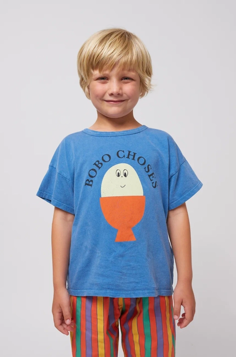 Bobo Choses t-shirt in cotone per bambini Morning Egg colore blu 125AC006