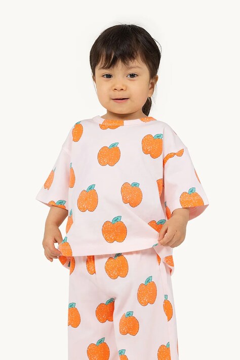 Tinycottons tricou din bumbac pentru bebelusi APPLES BABY TEE culoarea roz, modelator, SS25-038