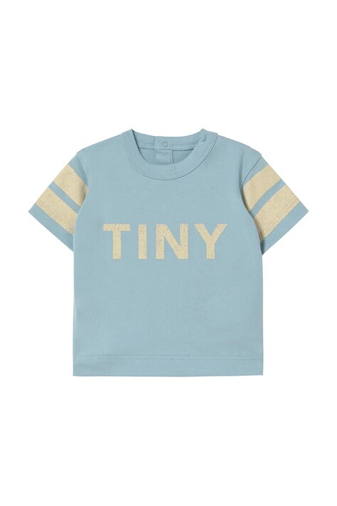 Μωρό βαμβακερό μπλουζάκι Tinycottons STRIPES LOGO BABY TEE χρώμα: μπλε, SS25-141