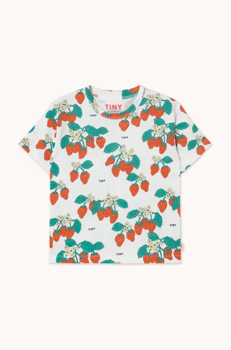 Tinycottons tricou de bumbac pentru copii STRAWBERRIES TEE culoarea bej, cu imprimeu, SS25-001