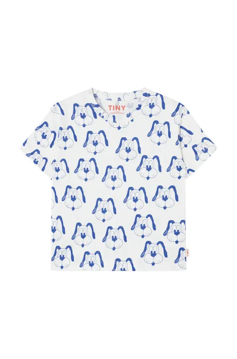 Tinycottons t-shirt bawełniany dziecięcy DOGS TEE kolor niebieski z nadrukiem SS25-460