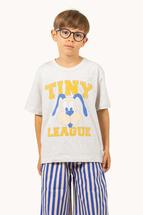 Παιδικό βαμβακερό μπλουζάκι Tinycottons TINY LEAGUE GRAPHIC TEE χρώμα: γκρι, SS25-079