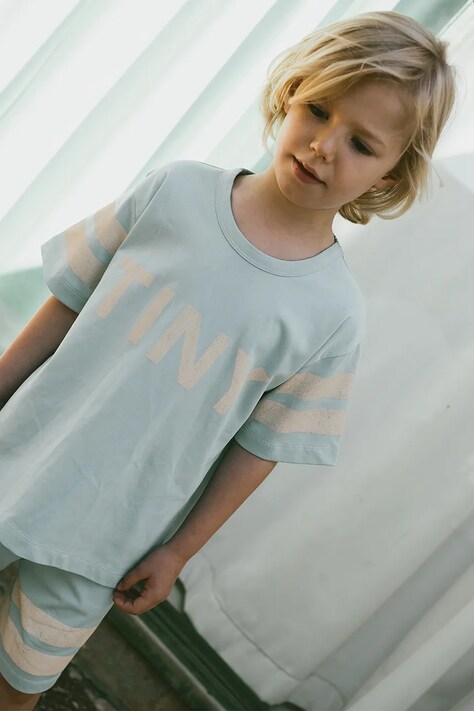 Detské bavlnené tričko Tinycottons STRIPES LOGO TEE s potlačou, SS25-137