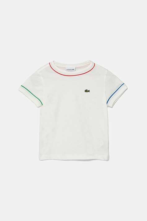 Lacoste tricou de bumbac pentru copii culoarea alb, neted, TJ8431