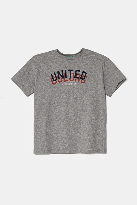 Дитяча бавовняна футболка United Colors of Benetton колір сірий з принтом 3I1XC10N3