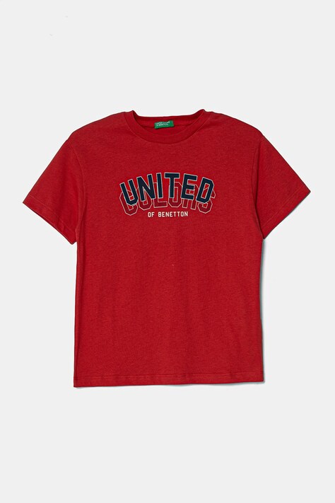 Dětské bavlněné tričko United Colors of Benetton červená barva, s potiskem, 3I1XC10N3