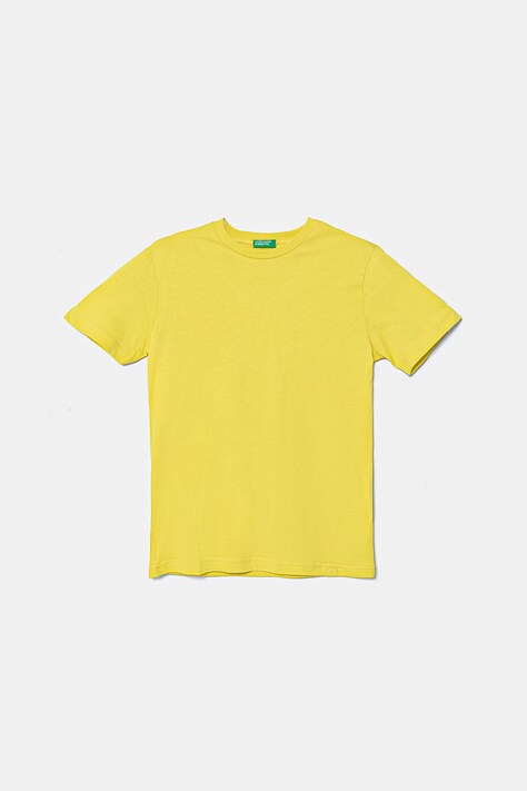 Detské bavlnené tričko United Colors of Benetton zelená farba, jednofarebné, 3I1XC109W