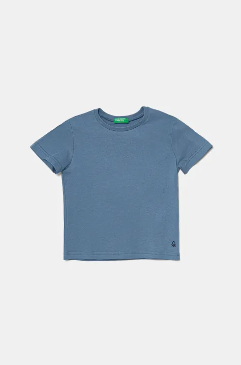 United Colors of Benetton t-shirt bawełniany dziecięcy kolor niebieski gładki 3I1XG106Z