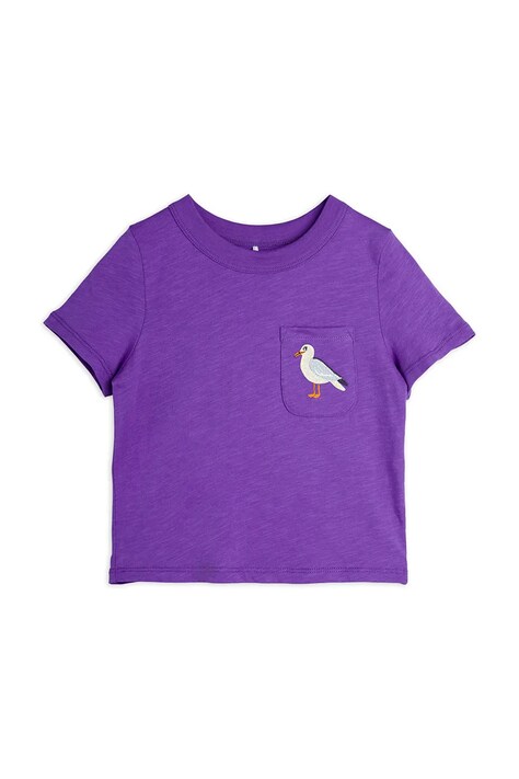 Παιδικό βαμβακερό μπλουζάκι Mini Rodini Seagull χρώμα: μοβ, 2522013645