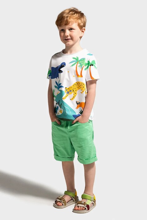 Coccodrillo tricou din bumbac culoarea alb, cu imprimeu, TROPICAL STORY BOY KIDS