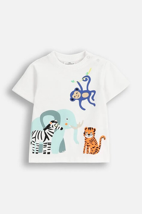 Coccodrillo tricou culoarea alb, cu imprimeu, TROPICAL STORY BOY NEWBORN