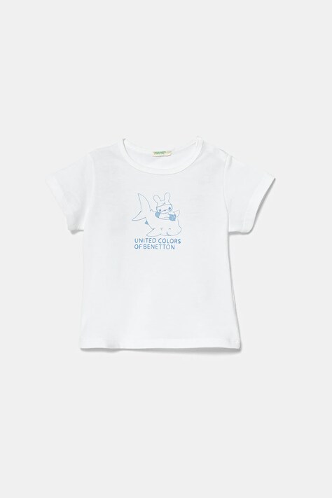 Detské bavlnené tričko United Colors of Benetton biela farba, vzorované, 3I1XA1069
