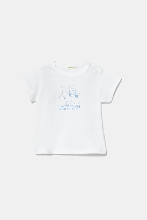 Μωρό βαμβακερό μπλουζάκι United Colors of Benetton χρώμα: άσπρο, 3I1XA1069