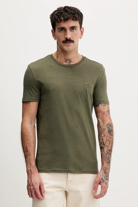 Tričko Tommy Jeans pánské, béžová barva, DM0DM20363