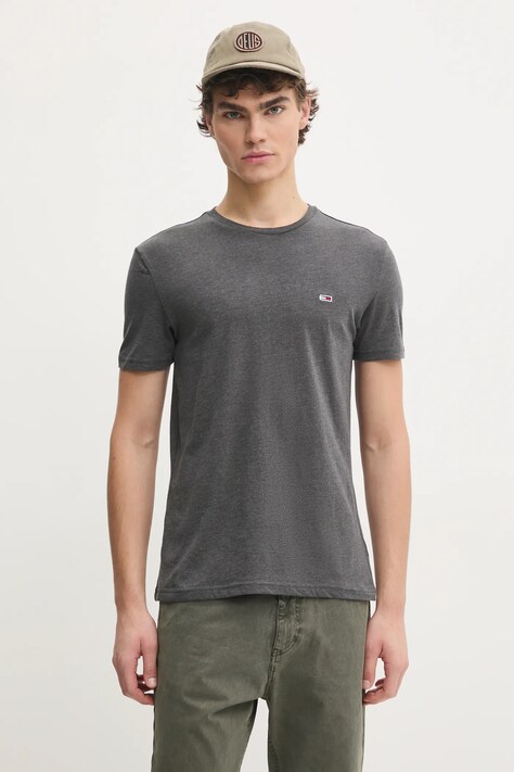 Majica kratkih rukava Tommy Jeans za muškarce, boja: siva, bez uzorka, DM0DM20363