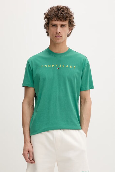 Tommy Jeans tricou bărbătesc bumbac verde DM0DM20744