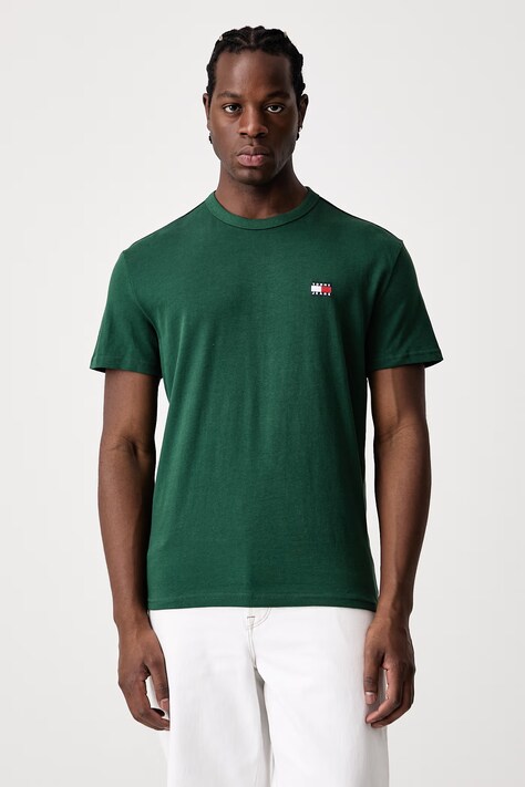Tommy Jeans T-shirt męski bawełniany zielony DM0DM20322