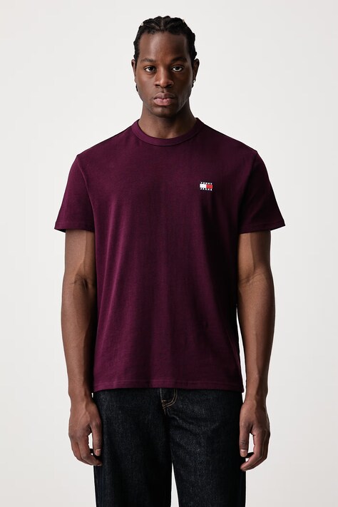 Tommy Jeans T-shirt męski bawełniany bordowy DM0DM20322