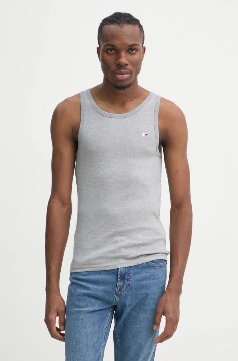 Tommy Jeans pamut top szürke, DM0DM20336