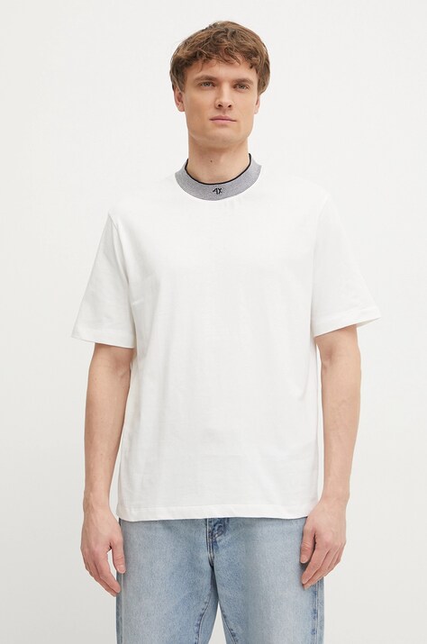 Armani Exchange tricou din bumbac barbati, culoarea alb, neted, XM000280 AF10361