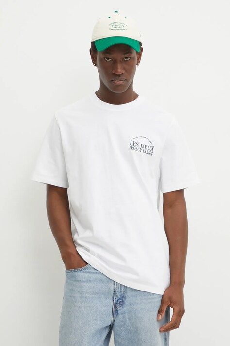 Les Deux t-shirt bawełniany męski kolor biały z nadrukiem LDM101204