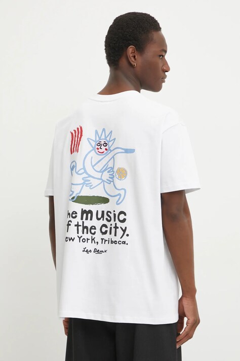 Les Deux t-shirt bawełniany męski kolor biały z nadrukiem LDM101207