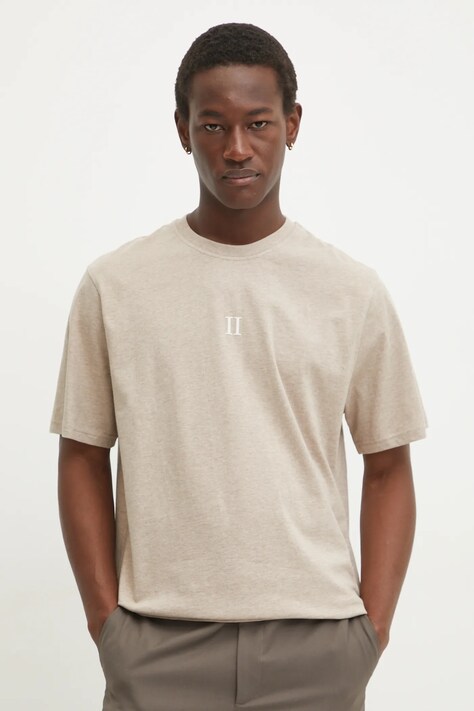 Бавовняна футболка Les Deux чоловіча колір бежевий з принтом LDM101208